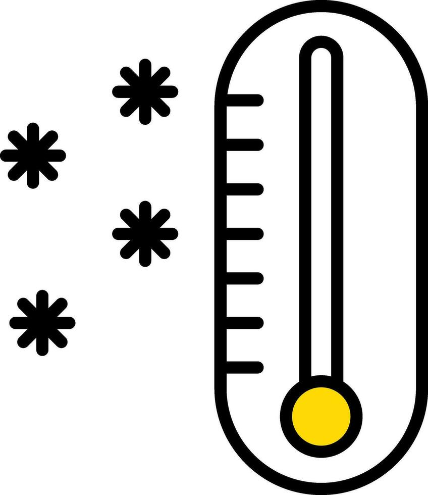 giallo e bianca freddo termometro icona o simbolo. vettore