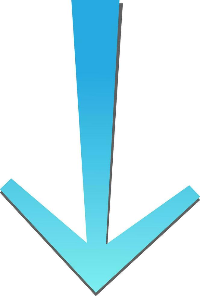 blu pendenza carta stile giù freccia icona. vettore
