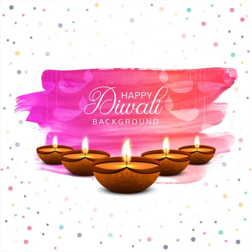 Fondo variopinto della carta di festival felice della lampada a olio di Diya di diwali vettore
