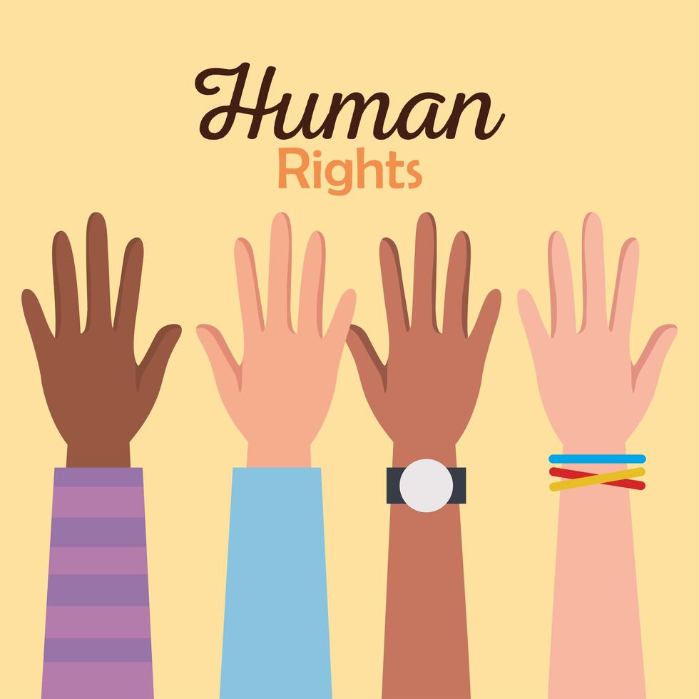diritti umani con le mani in alto disegno vettoriale