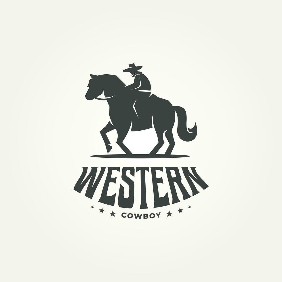 silhouette classico occidentale cowboy icona logo modello vettore illustrazione design. semplice moderno americano cowboy equitazione cavallo logo concetto