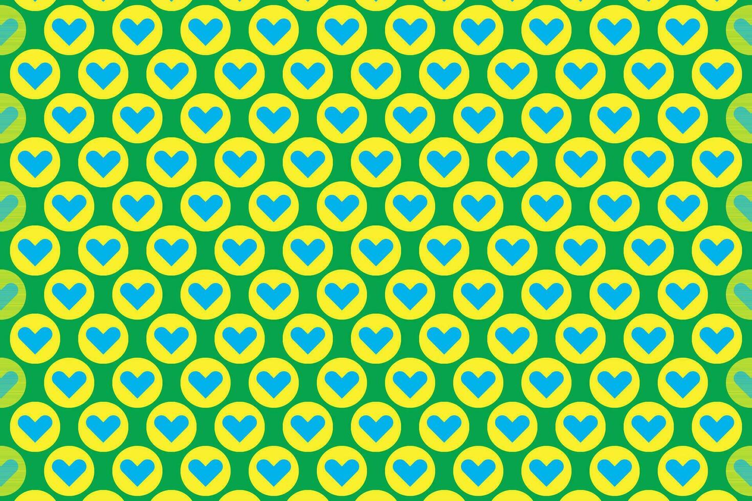 blu, giallo e verde cuore su cerchio senza soluzione di continuità modello vettore arte. amore cuori scarabocchio sfondo per San Valentino giorno..