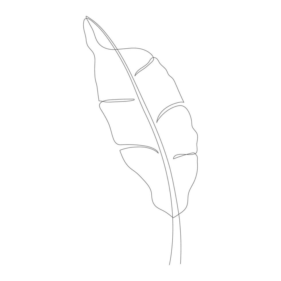 uno continuo linea disegno di Banana foglia icona. Banana le foglie linea arte. astratto linea arte decorativo concetto di Banana le foglie. singolo linea disegno di Banana le foglie vettore illustrazione