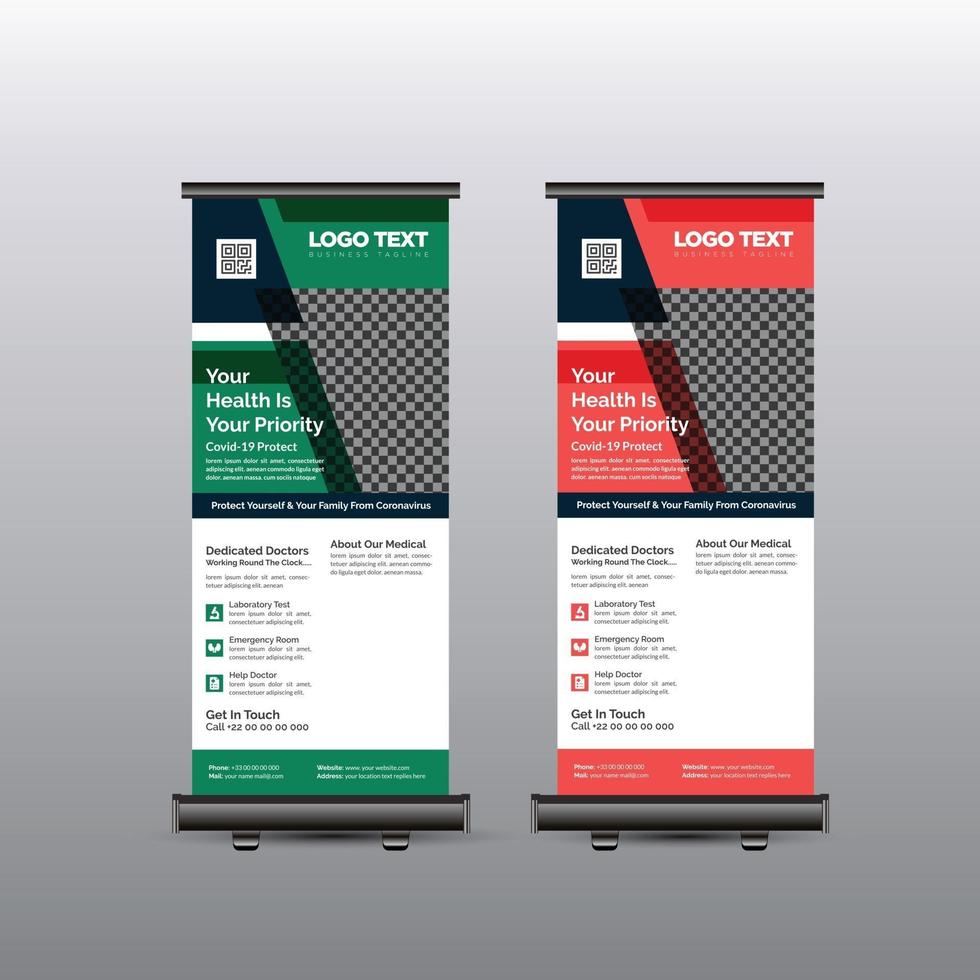 design di banner roll up medico vettore