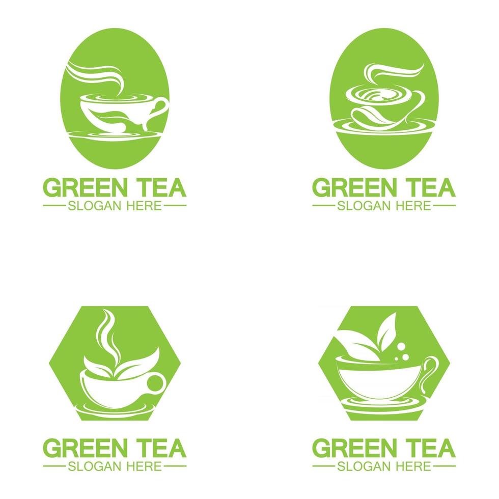 logo della tazza di tè vettore logo vettoriale del tè verde