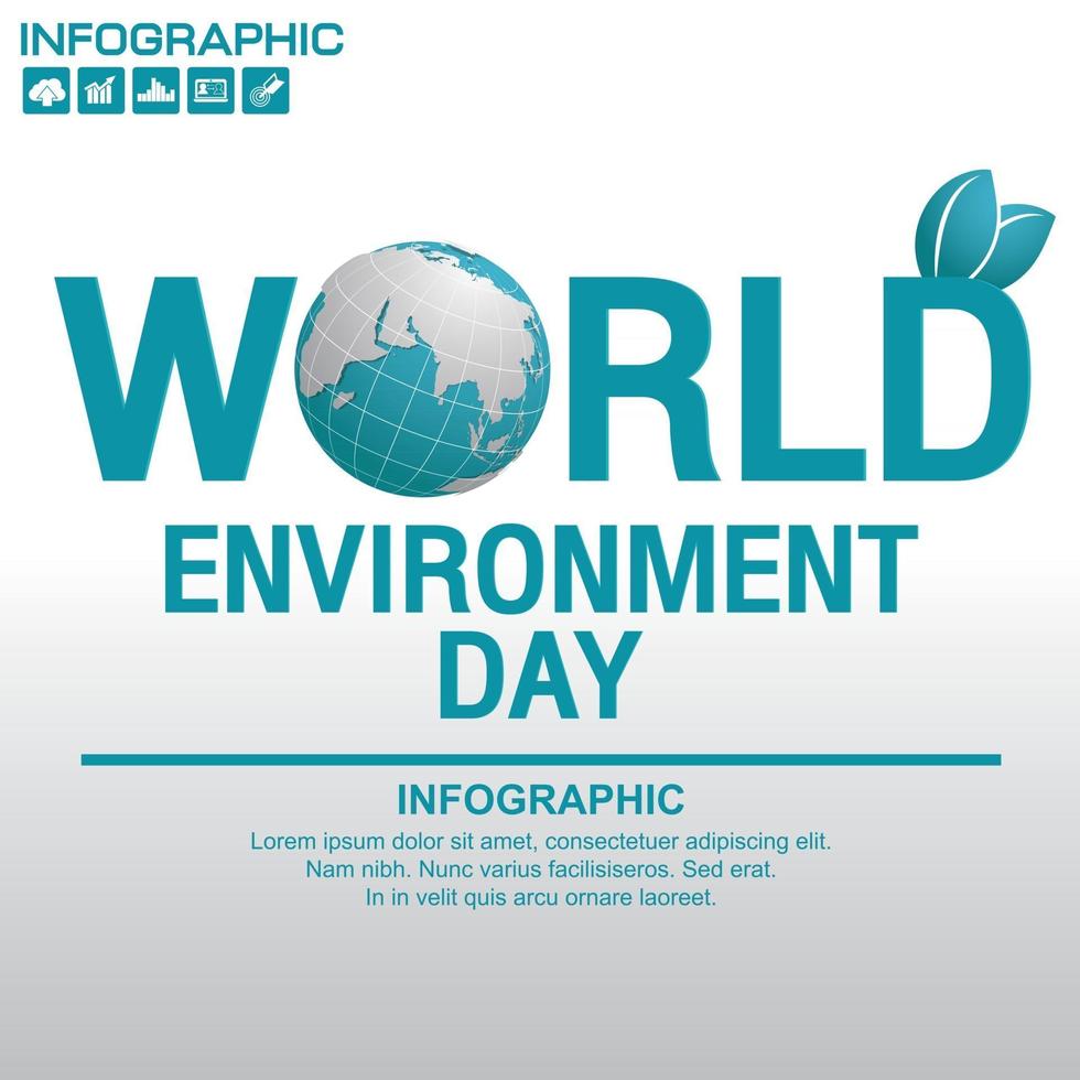 globo terrestre con illustrazione vettoriale infografica può essere utilizzato come banner flyer o poster concetto di giornata mondiale dell'ambiente