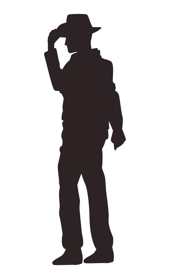 cowboy figura silhouette icona a piedi vettore
