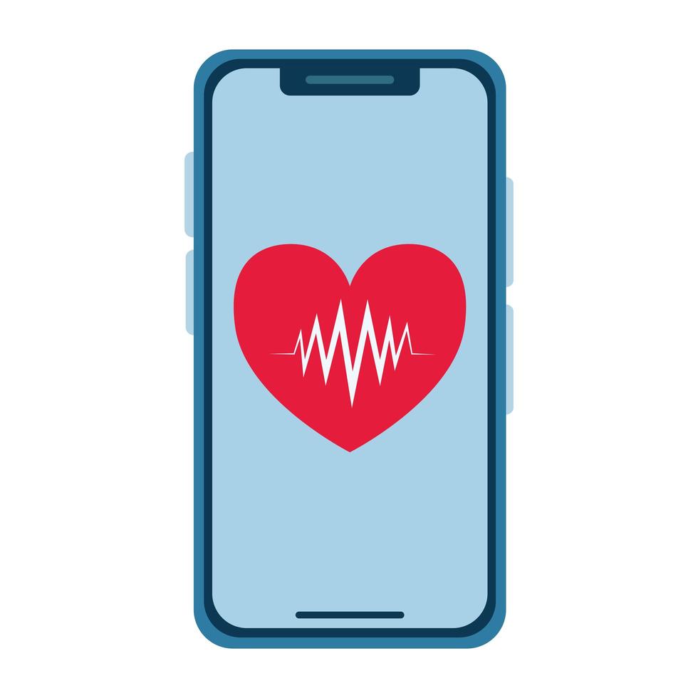 smartphone con l'icona di app cardio cuore vettore