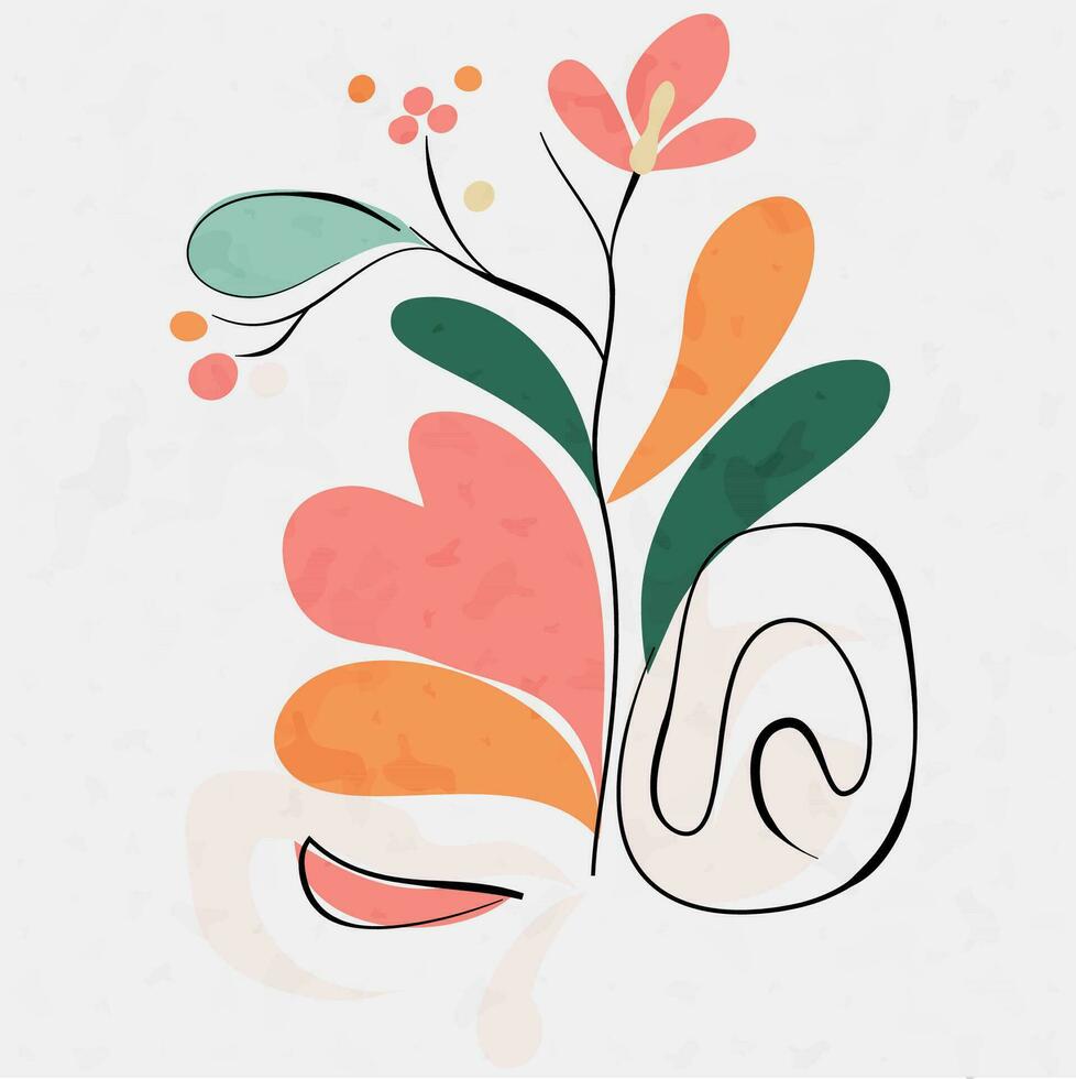astratto minimalista linea arte manifesti moderno floreale scarabocchi di moda disegni con vivace estate colore vettore