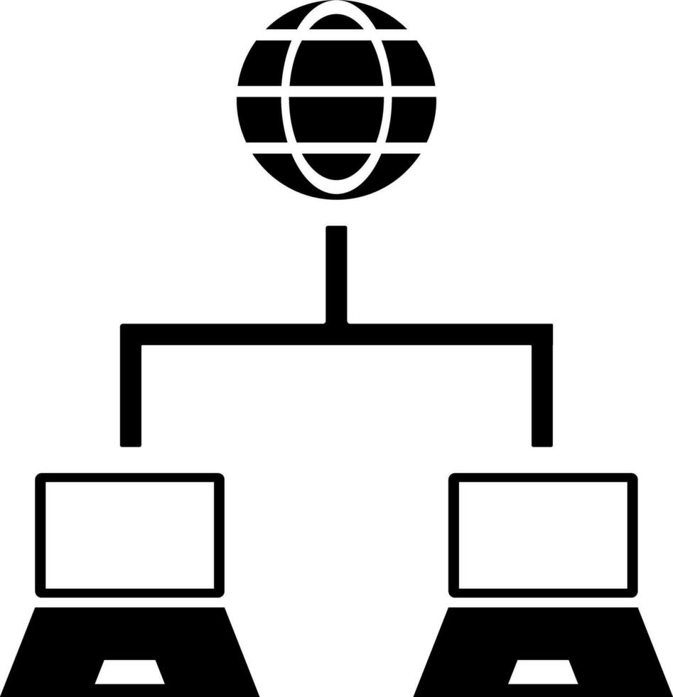 Internet collegato computer portatili icona. vettore