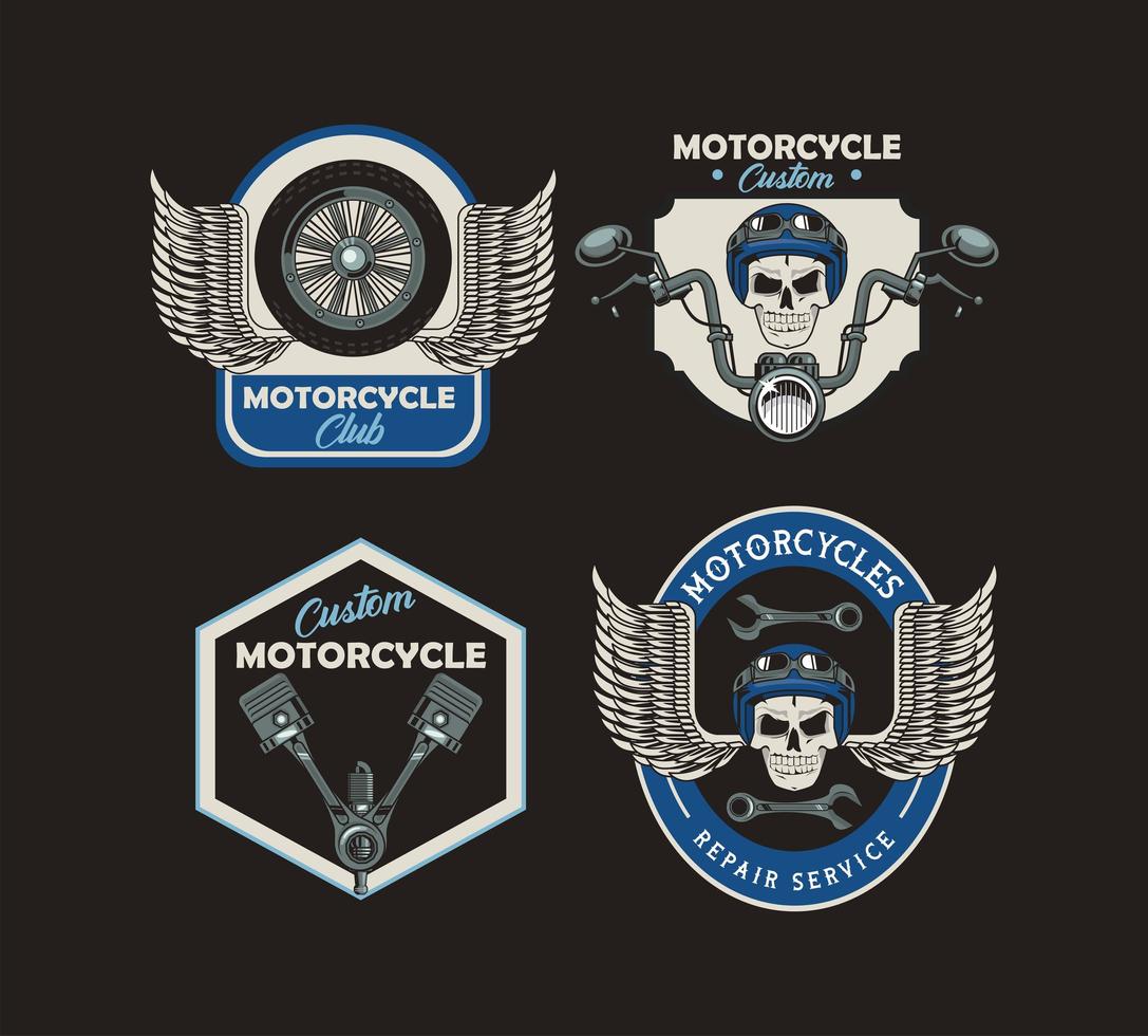 quattro toppe per motociclette vettore