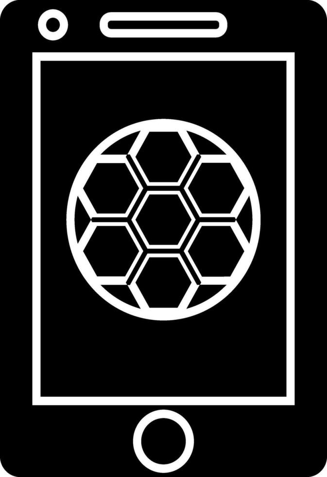 nero e bianca calcio icona nel smartphone per vivere calcio incontro concetto. vettore