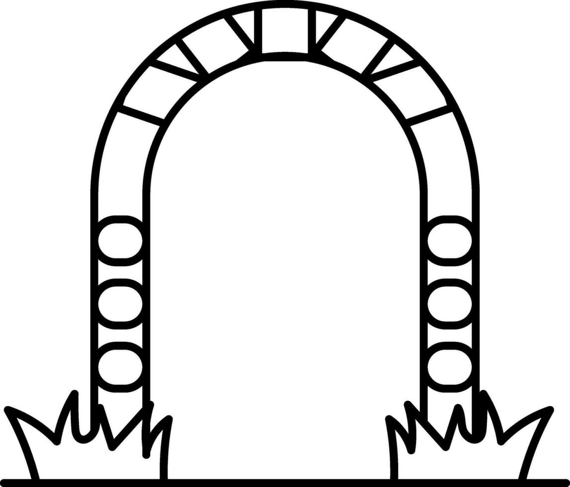 il giro cancello con erba icona nel nero linea arte. vettore