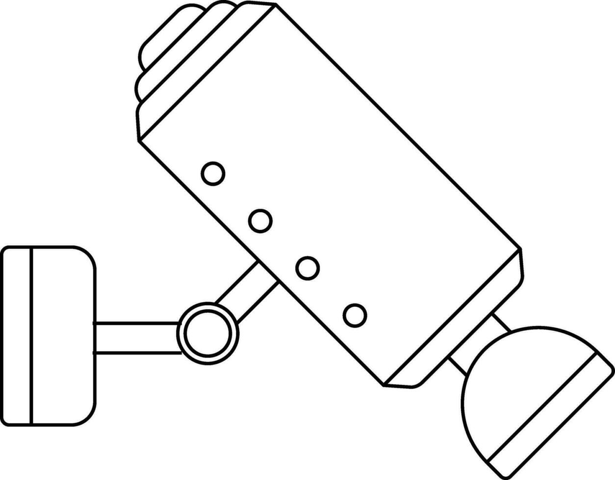 piatto stile sicurezza telecamera nel nero linea arte. vettore