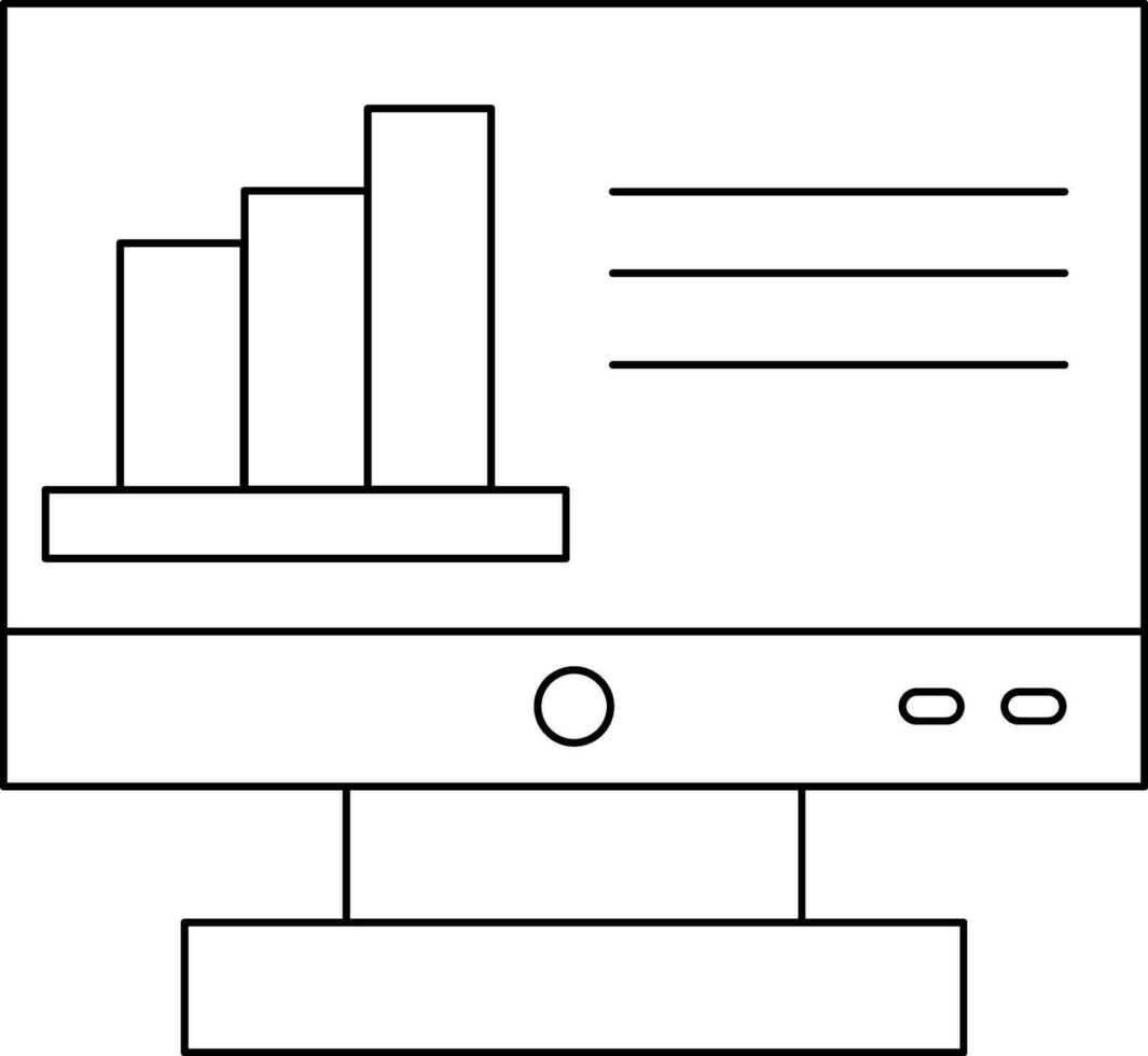 linea arte illustrazione di Infografica bar grafico nel tenere sotto controllo schermo icona. vettore