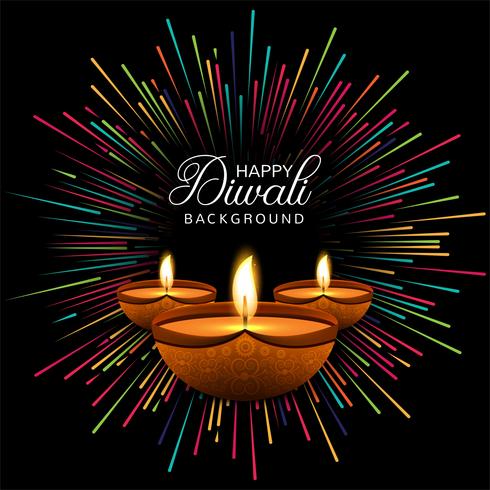 Illustrazione felice del fondo della carta di festival della lampada a olio di Diya di diwali vettore