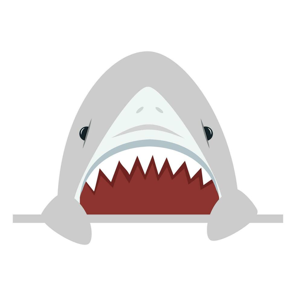 arrabbiato squalo con Aperto bocca hold bianca tavola vettore