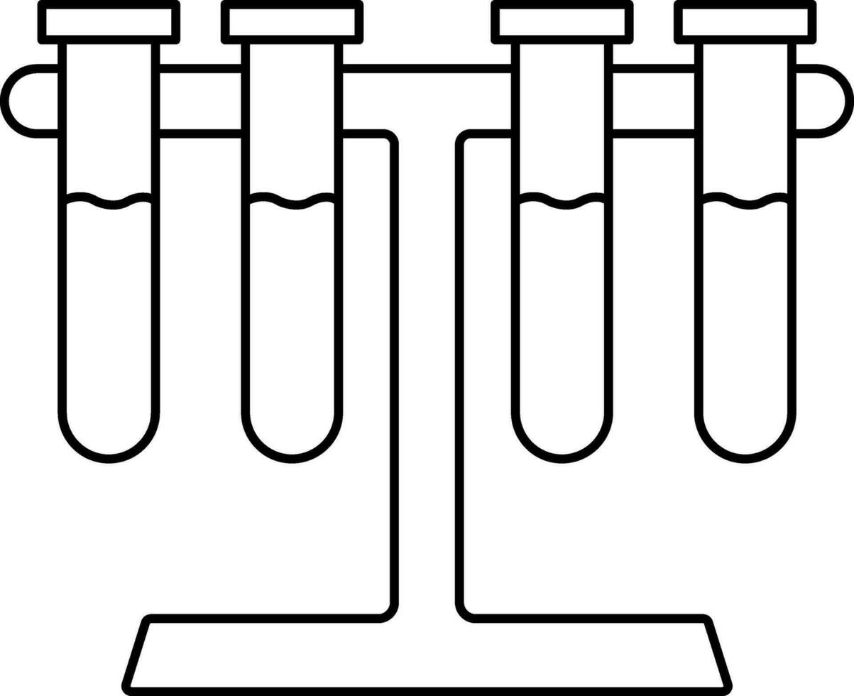 piatto stile test tubo cremagliera icona nel nero linea arte. vettore