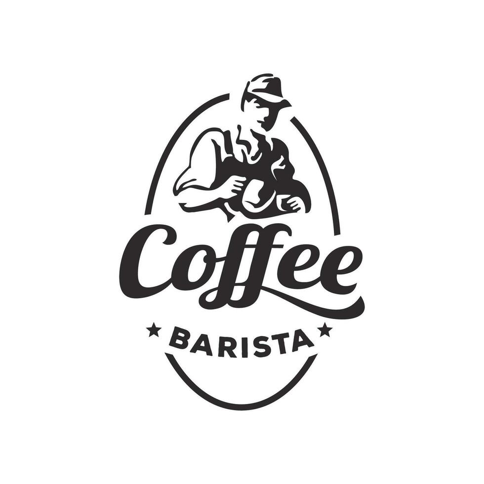 Vintage ▾ logo barista caffè modello illustrazione vettore