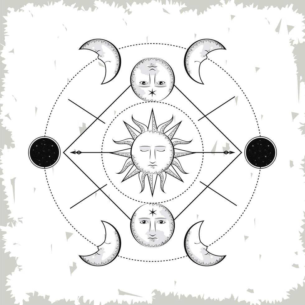 diagramma di lune di astrologia vettore