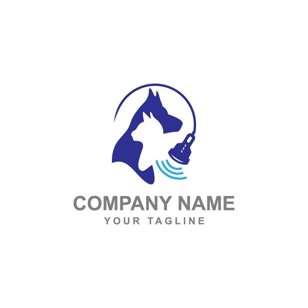 cane, gatto e stetoscopio logo. veterinario clinica illustrazione. animale logo. vettore