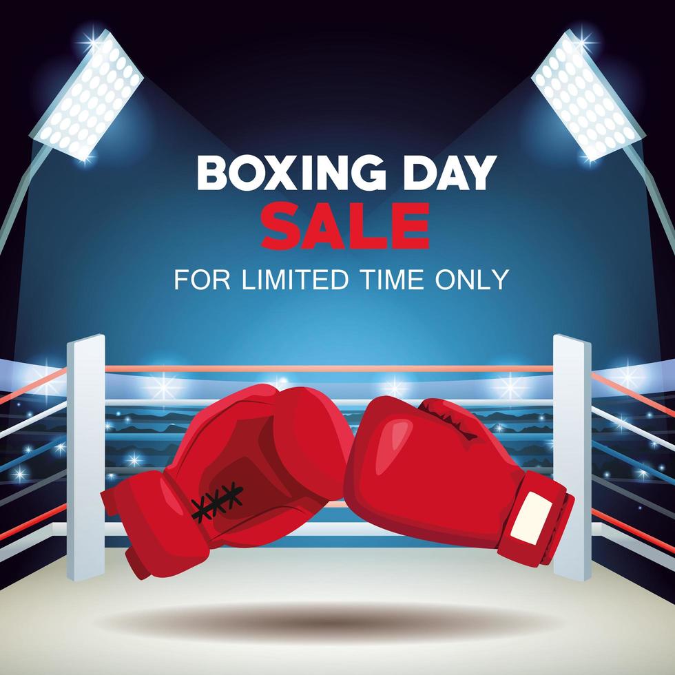 poster di vendita di boxing day con guanti vettore