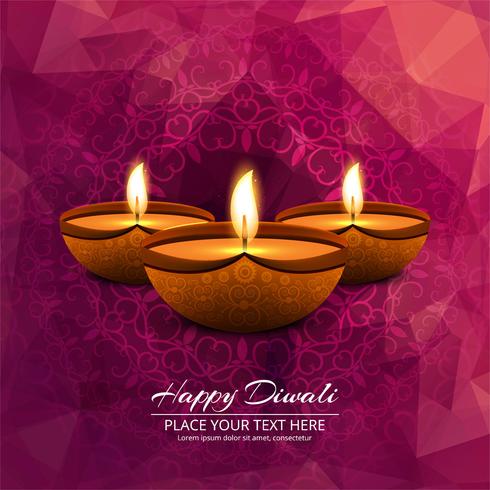 Illustrazione felice del fondo di festival della lampada a olio di Diya di diwali vettore