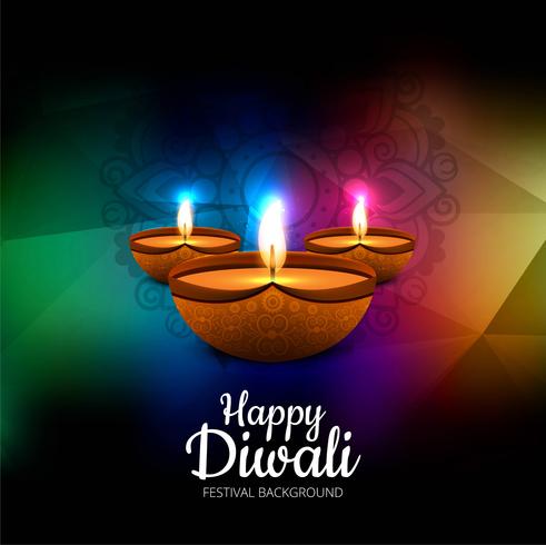 Illustrazione felice del fondo di Diwali Holiday del diya bruciante vettore