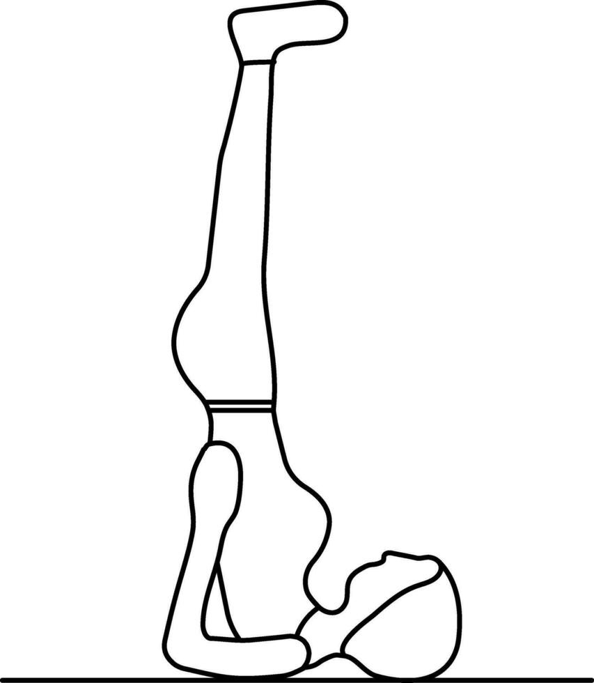 linea arte illustrazione di donna yoga pratica gambe su il parete posa icona. vettore