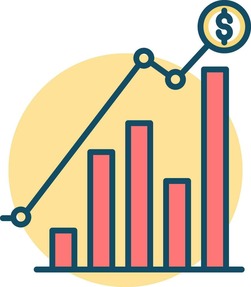 i soldi finanziario in crescita grafico grafico icona nel rosso e blu colore. vettore