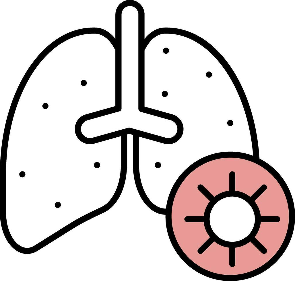 illustrazione di virus infezione polmoni linea icona. vettore