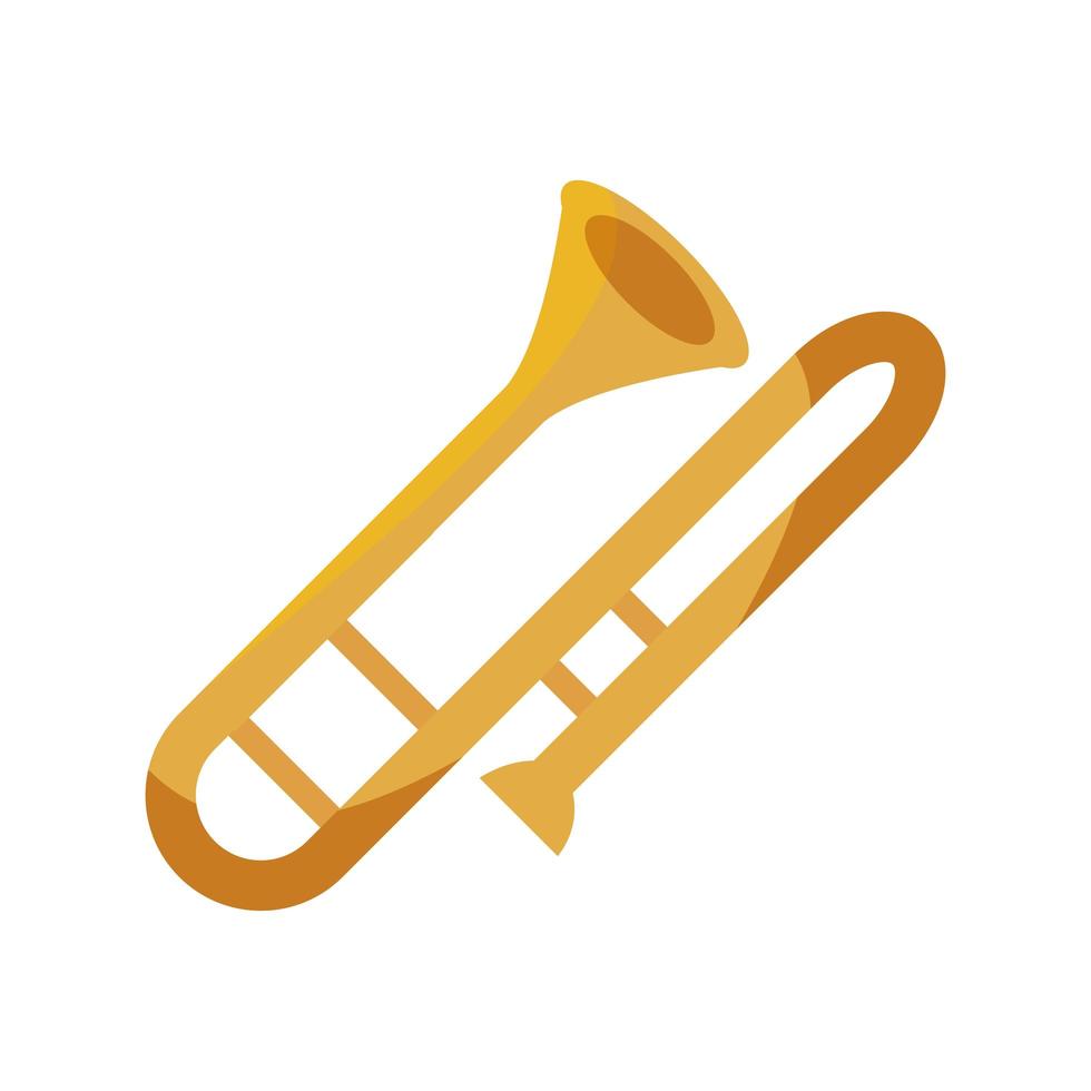 icona isolata di strumento musicale a fiato trombone vettore