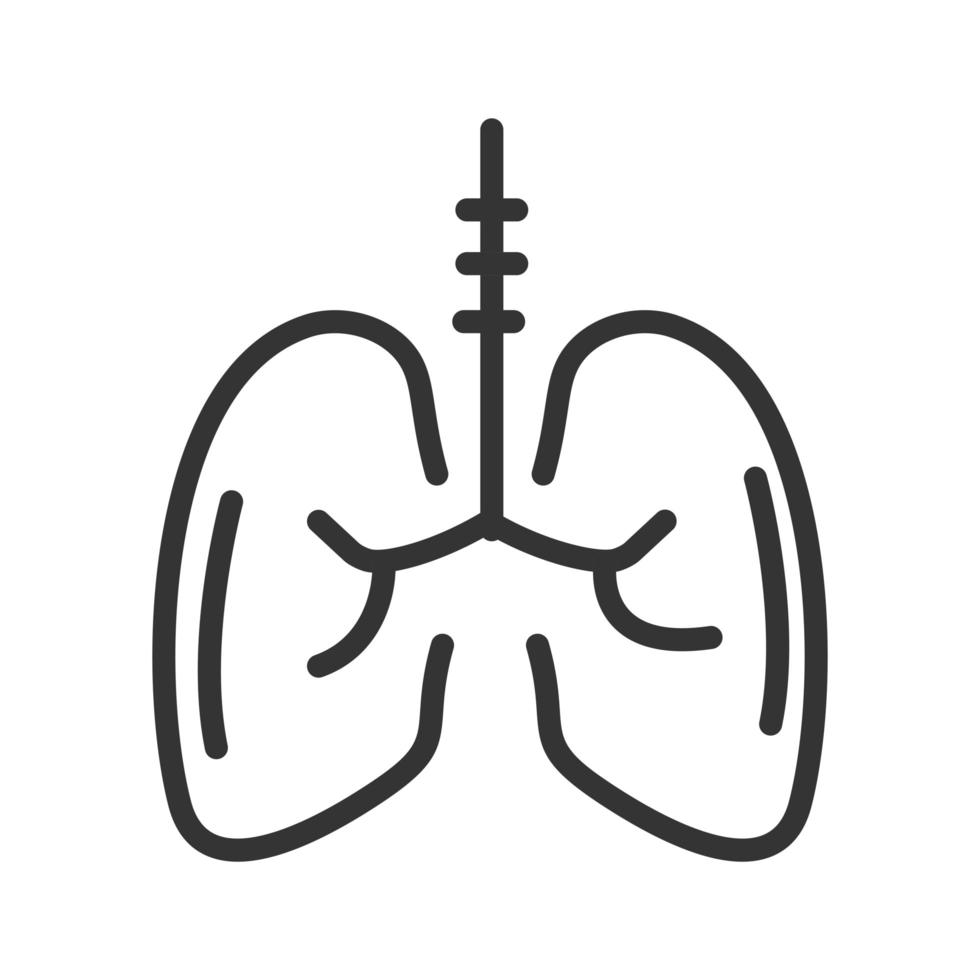 virus covid 19 pandemia condizione respiratoria polmoni icona stile linea vettore