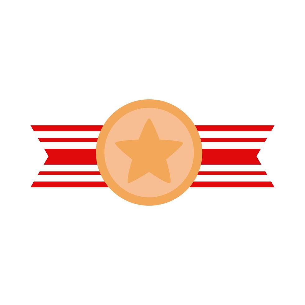 icona di stile piatto celebrazione americana celebrazione del nastro della decorazione del nastro della medaglia della stella del memorial day vettore