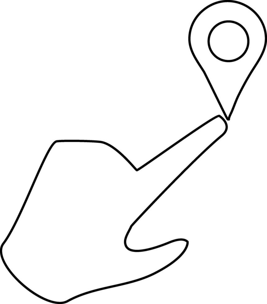 cartello di carta geografica perno con mano icona per Posizione nel ictus. vettore