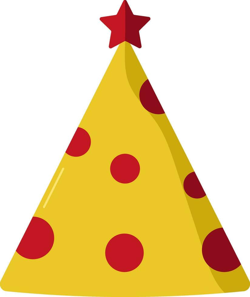 isolato giallo e rosso colore tratteggiata festa cappello icona nel piatto stile. vettore