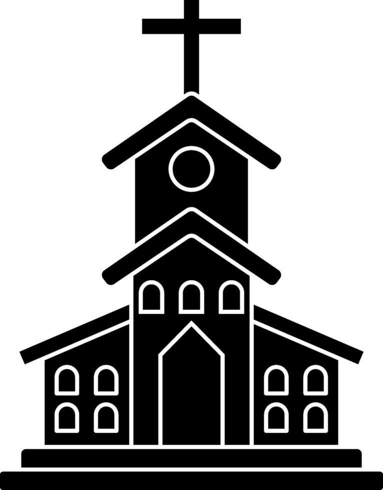 nero e bianca Chiesa icona nel piatto stile. vettore