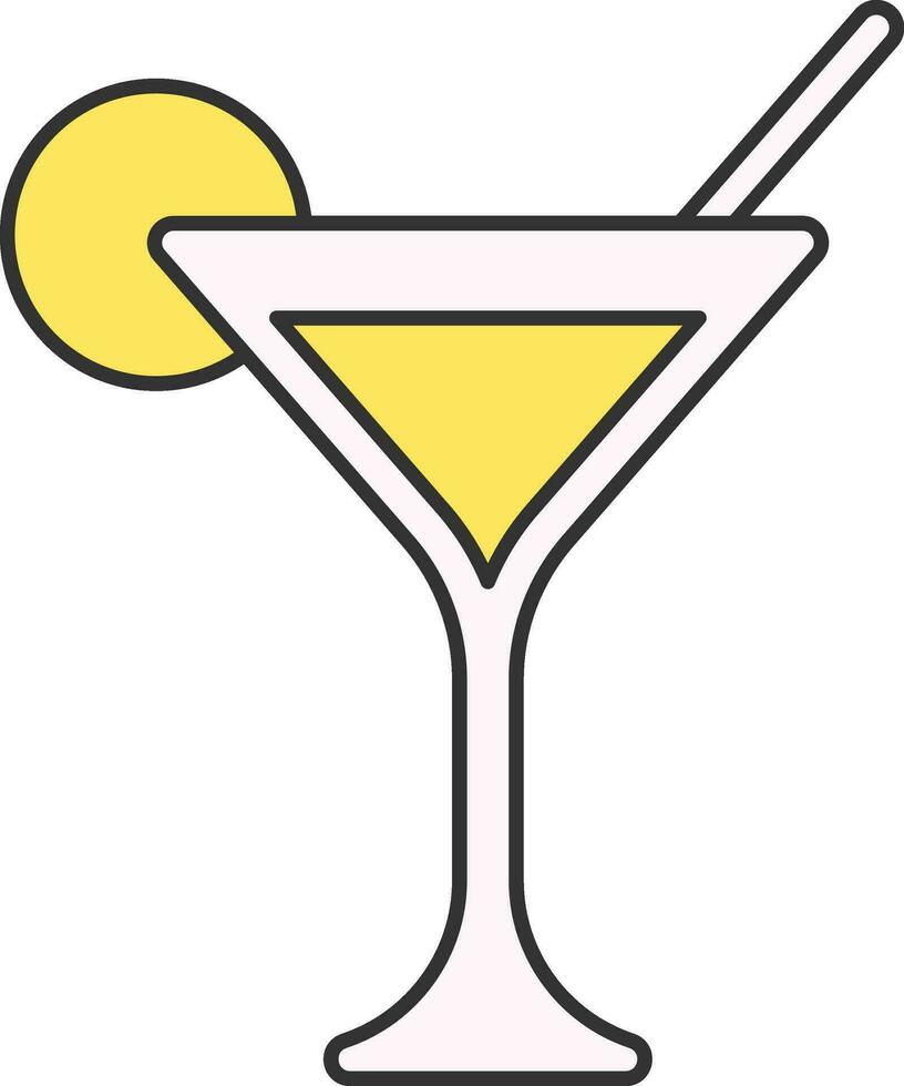 Martini bicchiere icona nel rosa e giallo colore. vettore