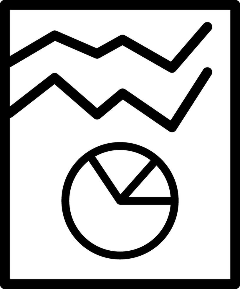 statistica freccia onda con torta grafico grafico icona nel magro linea arte. vettore
