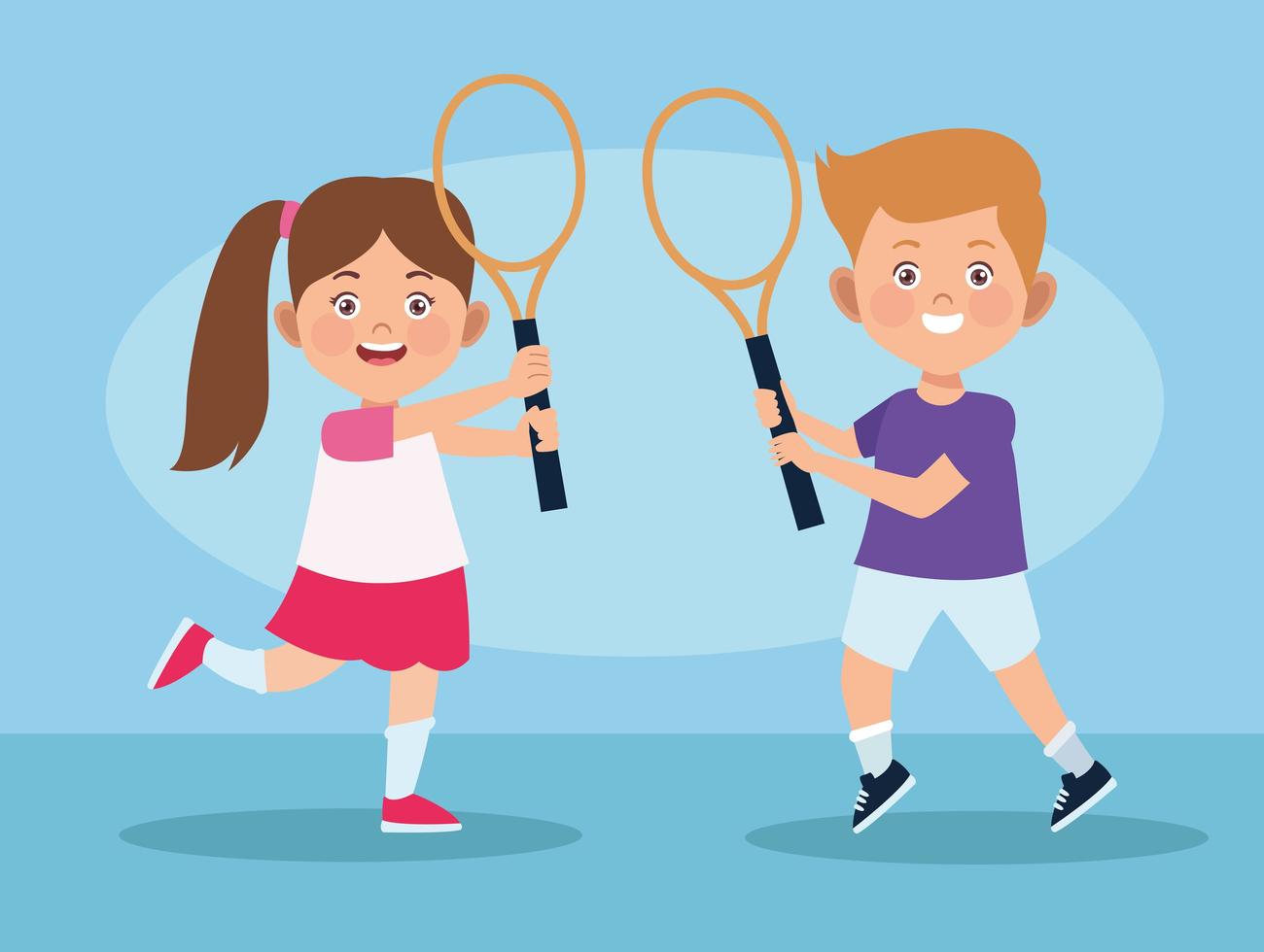 bambini che praticano il tennis vettore