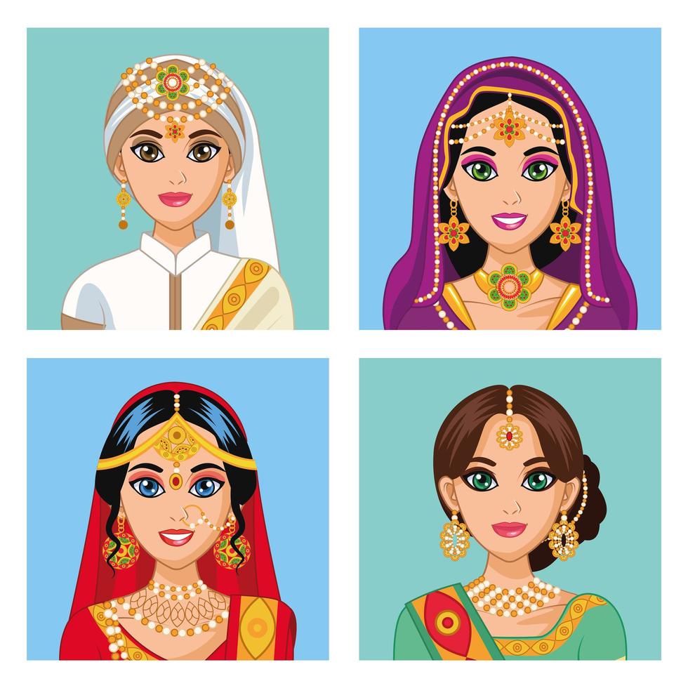 quattro personaggi di spose arabe vettore