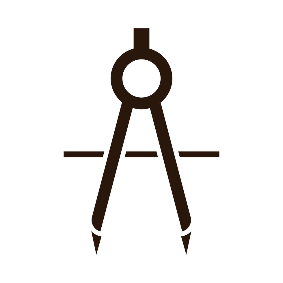 icona di stile silhouette fornitura bussola geometrica istruzione scolastica vettore