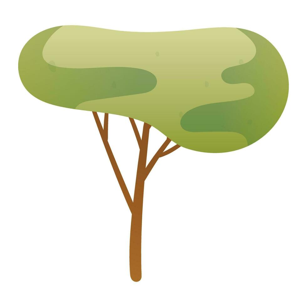 semplice vettore illustrazione. cartone animato albero icona con un' tronco e un' volumetrica verde corona. foresta o natura etichetta o design elemento.