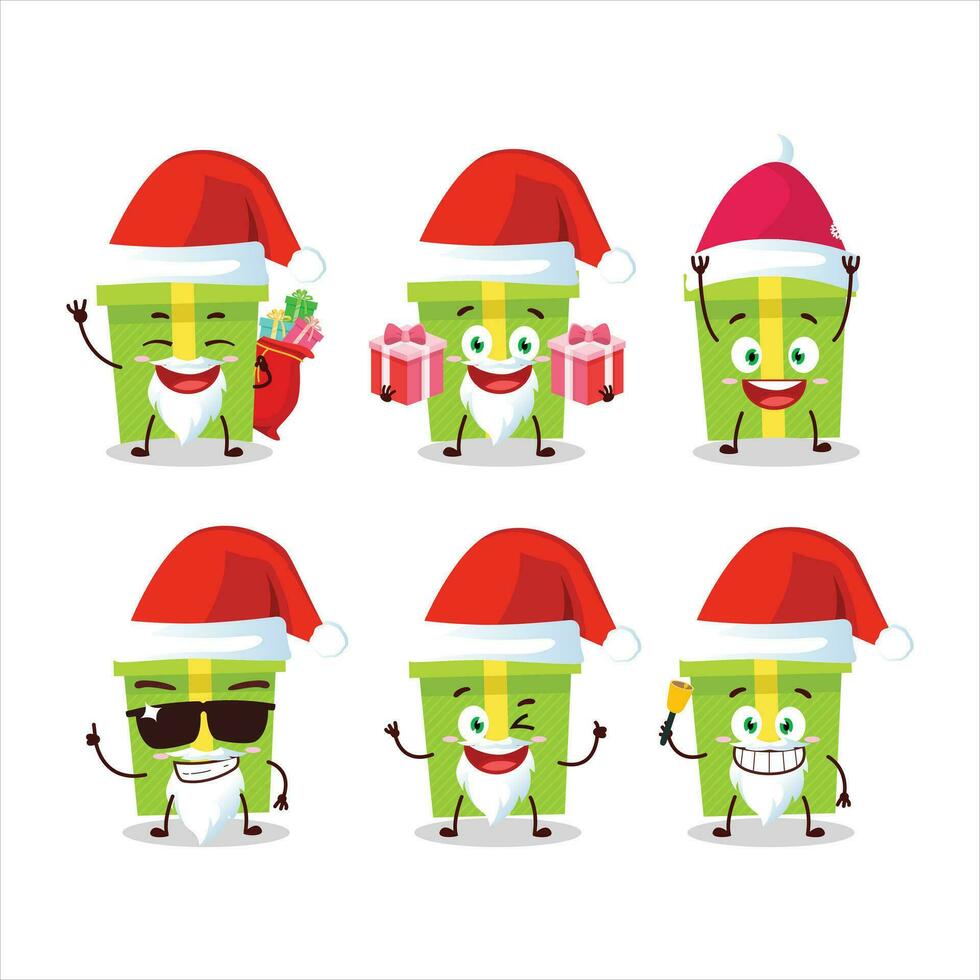 Santa Claus emoticon con verde Natale regalo cartone animato personaggio vettore