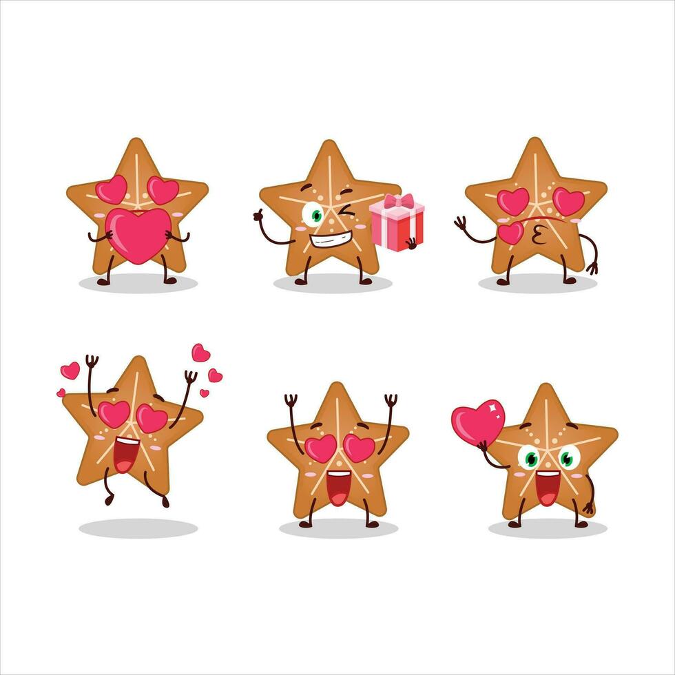 stelle biscotto cartone animato personaggio con amore carino emoticon vettore