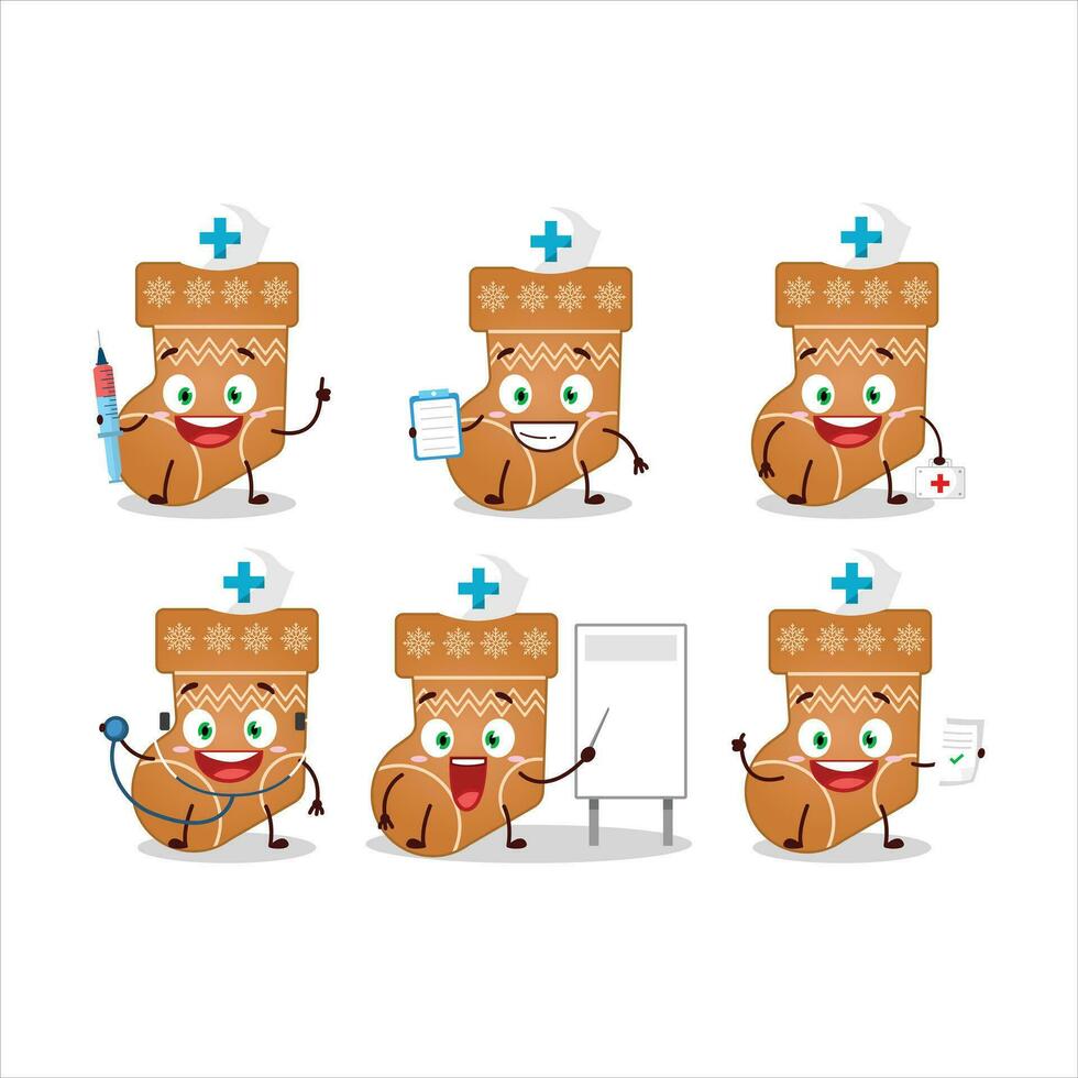 medico professione emoticon con calzini biscotto cartone animato personaggio vettore