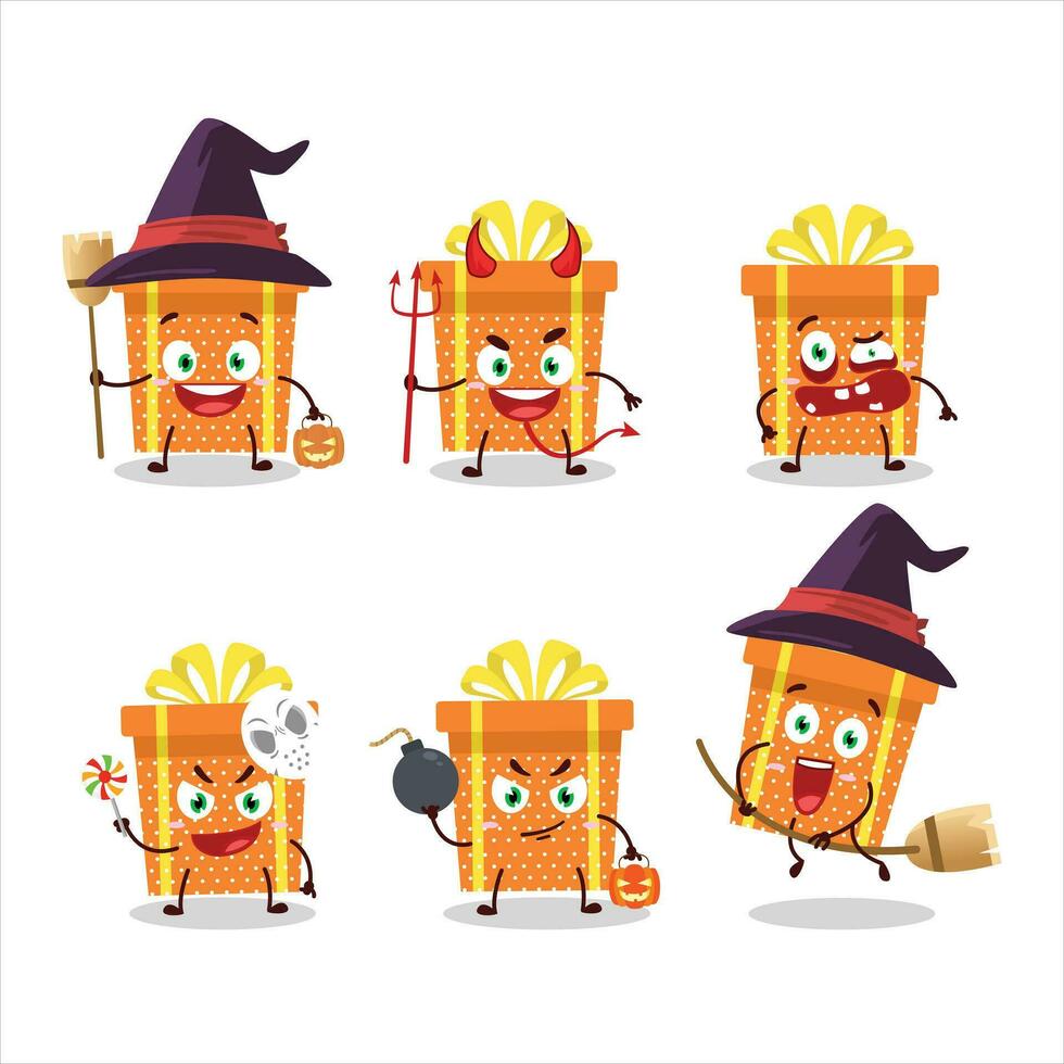 Halloween espressione emoticon con cartone animato personaggio di arancia Natale regalo vettore