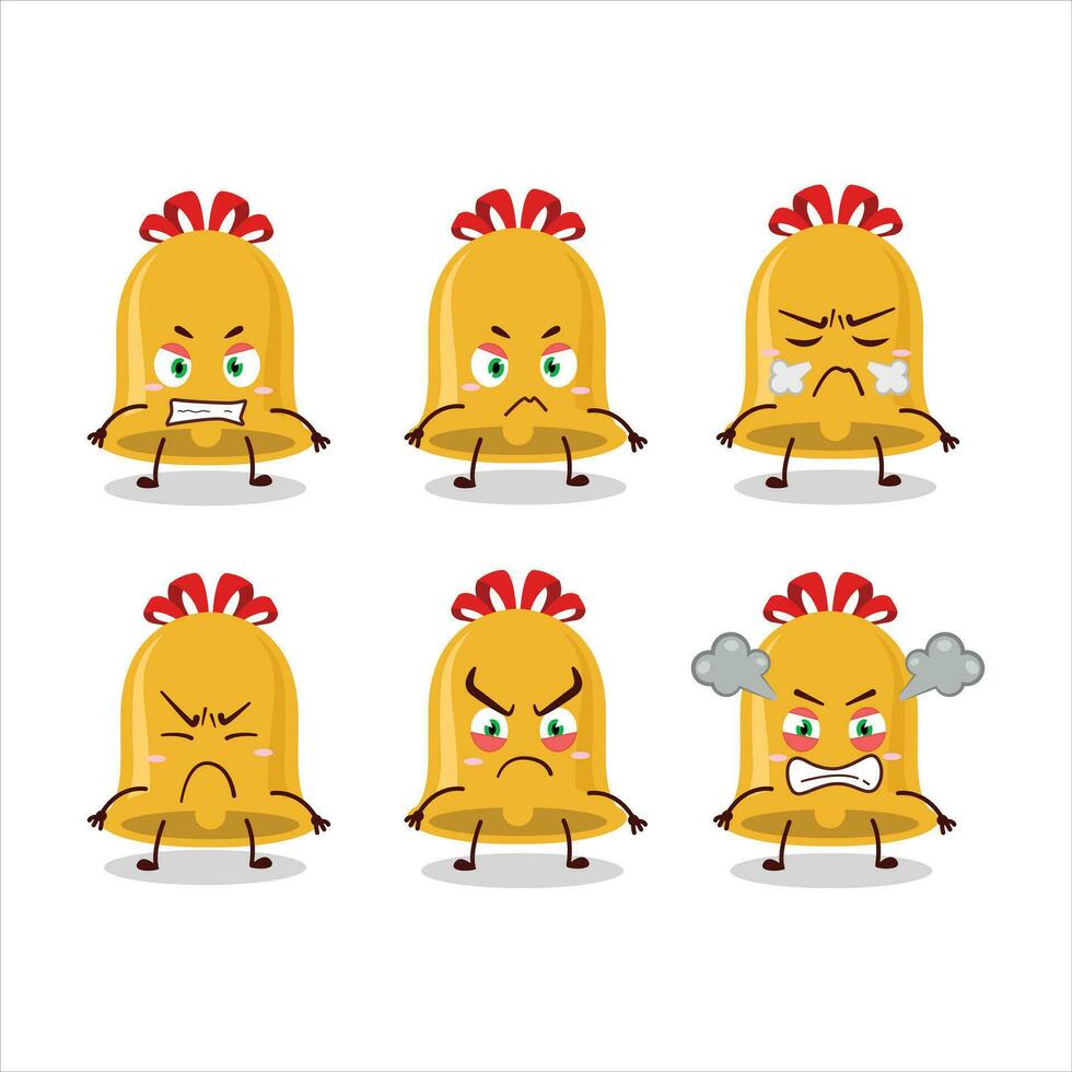 Natale campana cartone animato personaggio con vario arrabbiato espressioni vettore