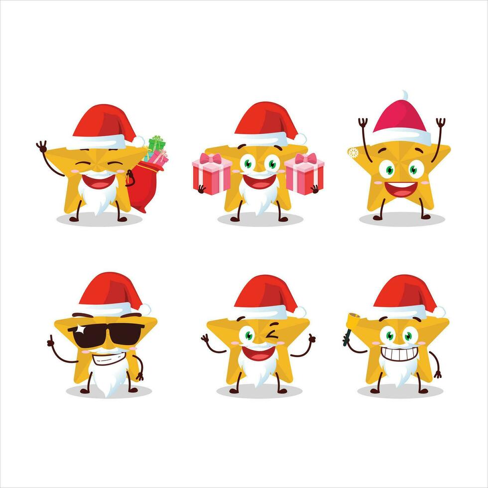 Santa Claus emoticon con nuovo giallo stelle cartone animato personaggio vettore