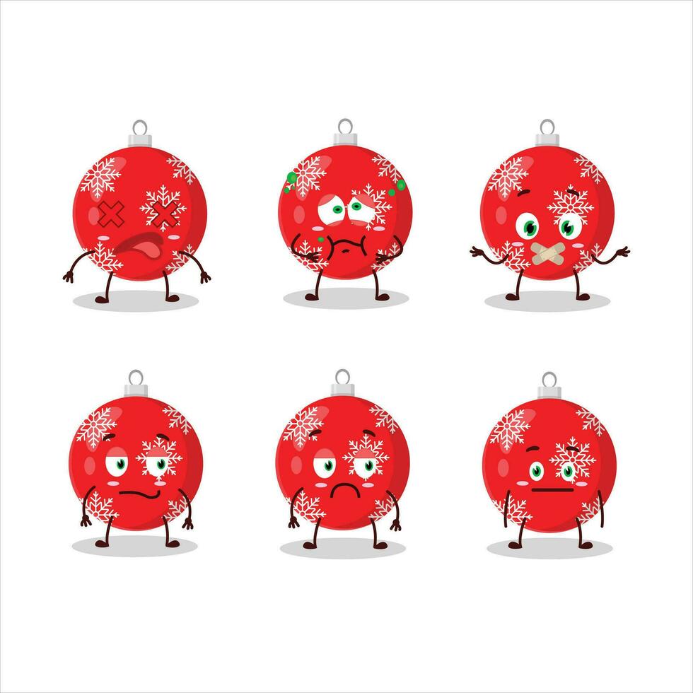 Natale palla rosso cartone animato personaggio con no espressione vettore